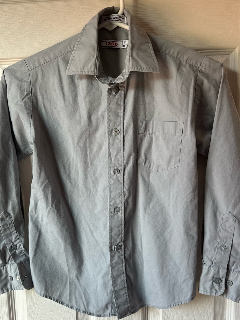 Izod Light Gray Long-Sleeve Button-Up Dress Shirt - Picture 1 of 2